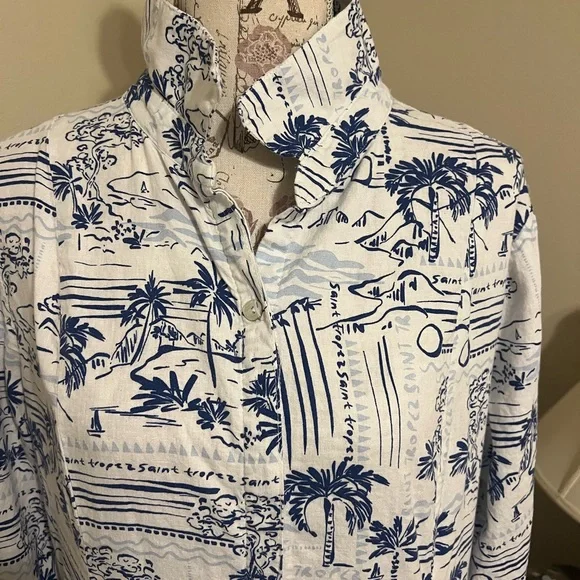 Calypso St. Barth Navy and White Floral dress - Picture 3 of 6